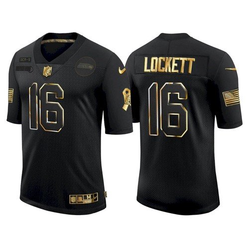 Seahawks Tyler Lockett AllBlack Golden Salute To Service Jersey US