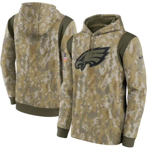 Eagles Camo 2021 Salute To Service Therma Performance Pullover Hoodie