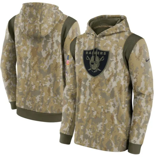 Raiders Camo 2021 Salute To Service Therma Performance Pullover Hoodie