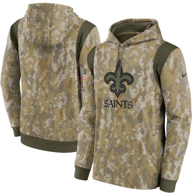 Saints Camo 2021 Salute To Service Therma Performance Pullover Hoodie