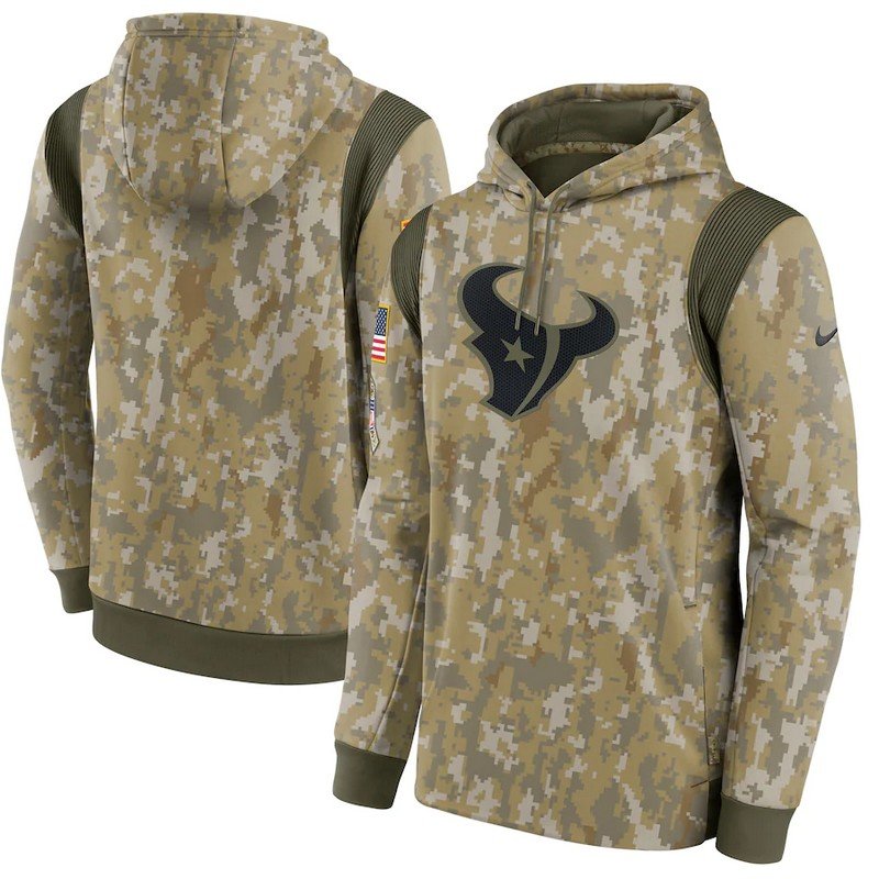 Texans Camo 2021 Salute To Service Therma Performance Pullover Hoodie ...