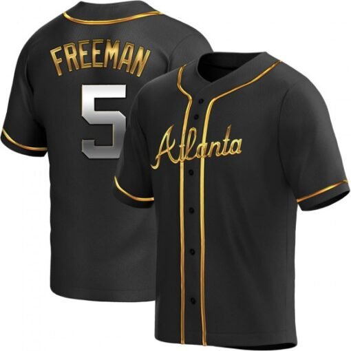 Braves Freddie Freeman All-Black Golden Edition Jersey