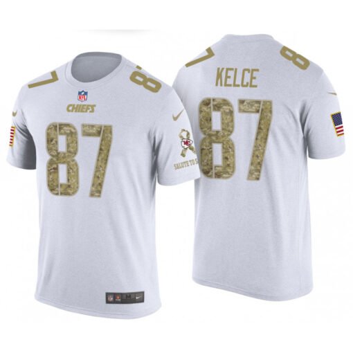 Chiefs Travis Kelce All-White Salute To Service T-Shirt