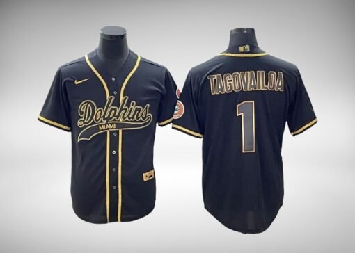 Dolphins Tua Tagovailoa Golden Edition Baseball Styled Jersey