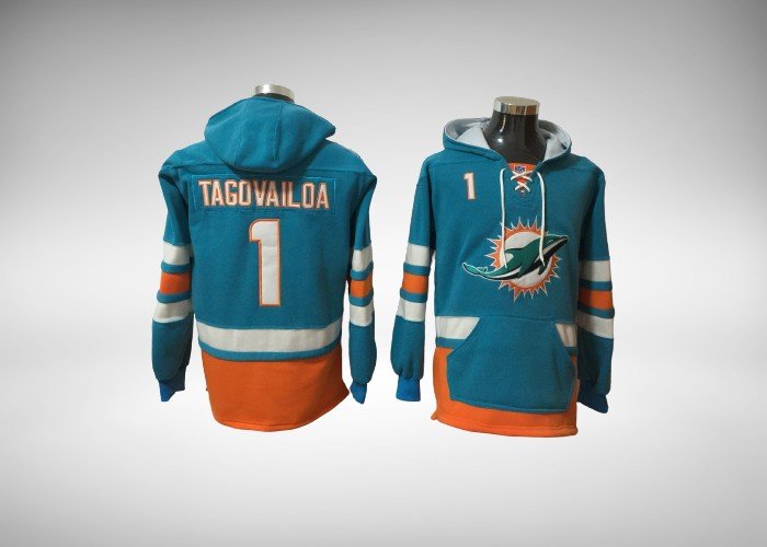 Dolphins Tua Tagovailoa Hockey Styled Lace-Up Pullover Hoodie – US ...