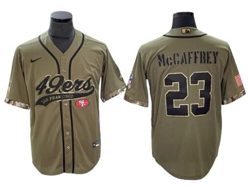 49ers Christian McCaffrey Baseball Styled Salute to Service Jersey