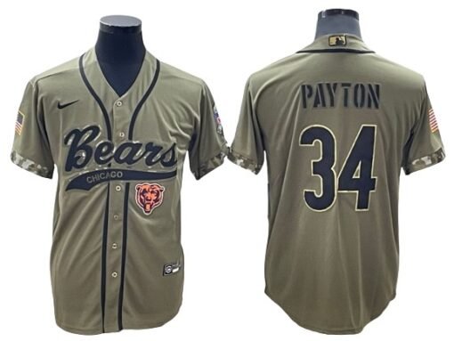 Bears Walter Payton Baseball Styled Salute to Service Jersey