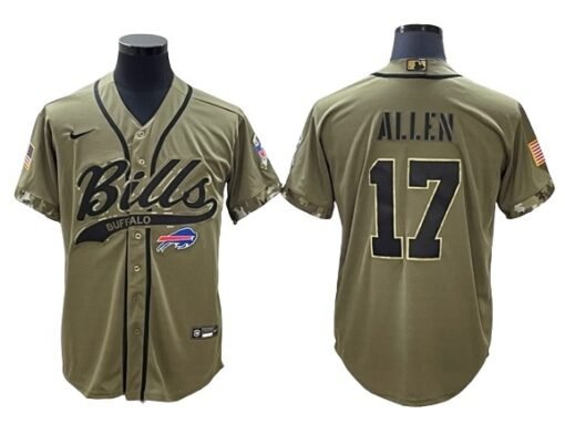 Bills Josh Allen Baseball Styled Salute to Service Jersey