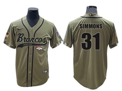 Broncos Justin Simmons Baseball Styled Salute to Service Jersey