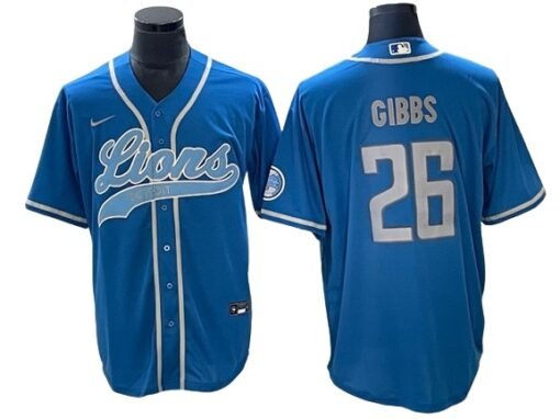 Lions Jahmyr Gibbs Baseball Styled Jersey