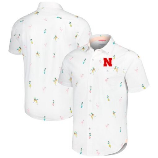 Nebraska Cornhuskers Tommy Bahama Nova Wave Flocktail Button-Up Shirt