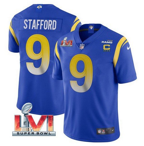 Rams Matthew Stafford Jersey With ‘4-Star C’ and ‘LVI Super Bowl’ Patch ...