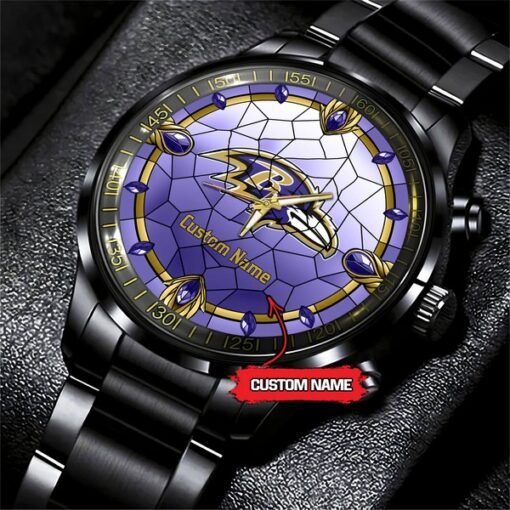 Ravens 'Easy Reader' Personalized Watch