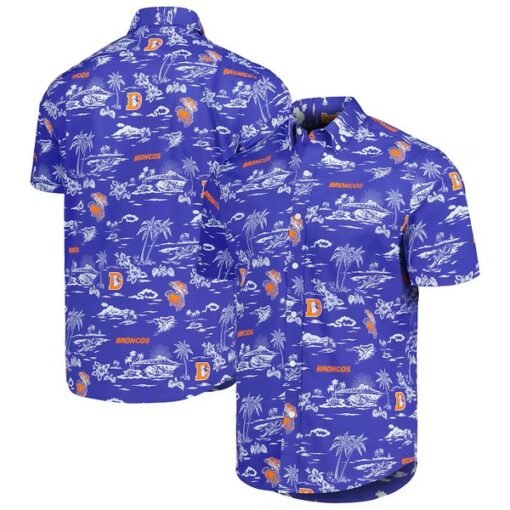 Broncos Reyn Spooner Throwback Kekai Print Button-Up Shirt