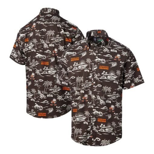 Browns Reyn Spooner Throwback Kekai Print Button-Up Shirt