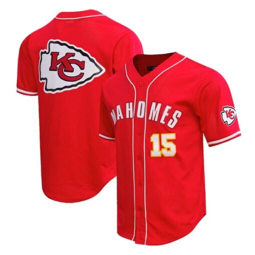 Chiefs Patrick Mahomes Mesh Button-Up Baseball Top