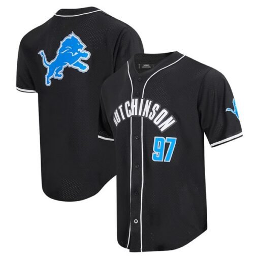 Lions Aidan Hutchinson Mesh Button-Up Baseball Top