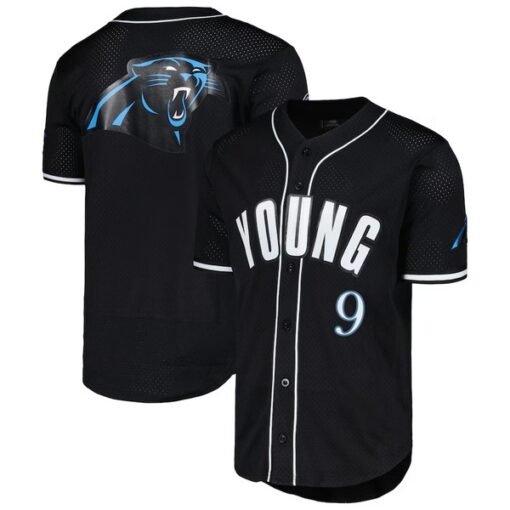 Panthers Bryce Young Mesh Button-Up Baseball Top