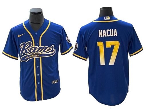 Rams Puka Nacua Mesh Button-Up Baseball Top