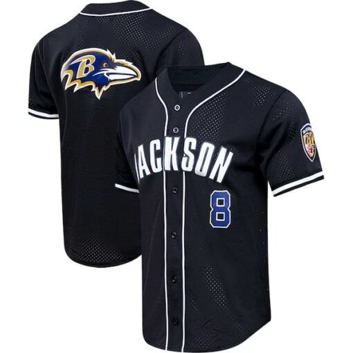 Ravens Lamar Jackson Mesh Button-Up Baseball Top