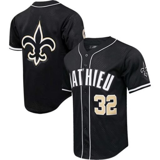 Saints Tyrann Mathieu Mesh Button-Up Baseball Top
