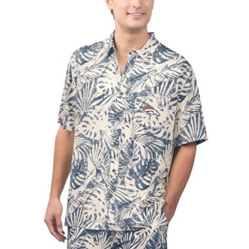 Broncos Margaritaville Sand Washed Monstera Print Party Button-Up Shirt