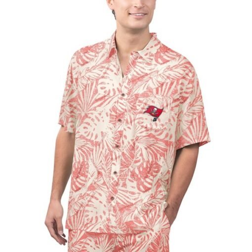 Buccaneers Margaritaville Sand Washed Monstera Print Party Button-Up Shirt