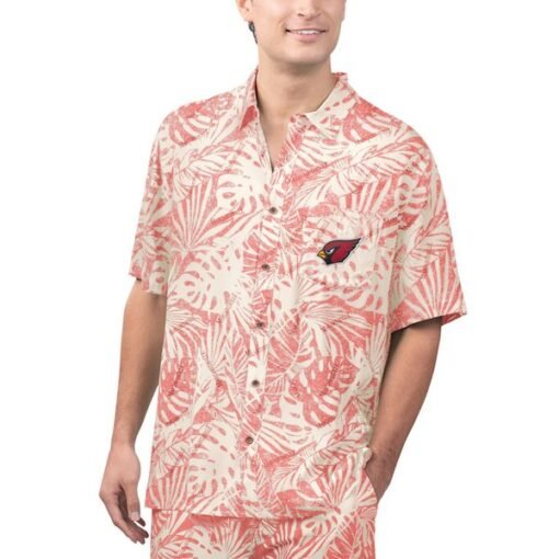 Cardinals Margaritaville Sand Washed Monstera Print Party Button-Up Shirt