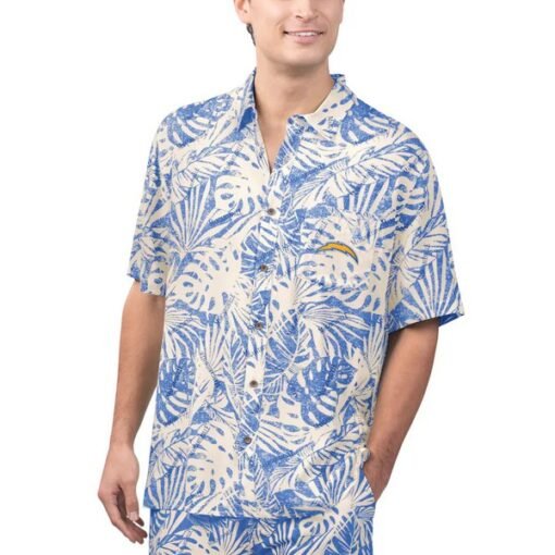 Chargers Margaritaville Sand Washed Monstera Print Party Button-Up Shirt