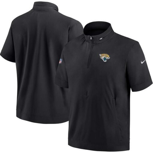 Jaguars 2024 Sideline Coach Short Sleeve Half-Zip Hoodie Jacket