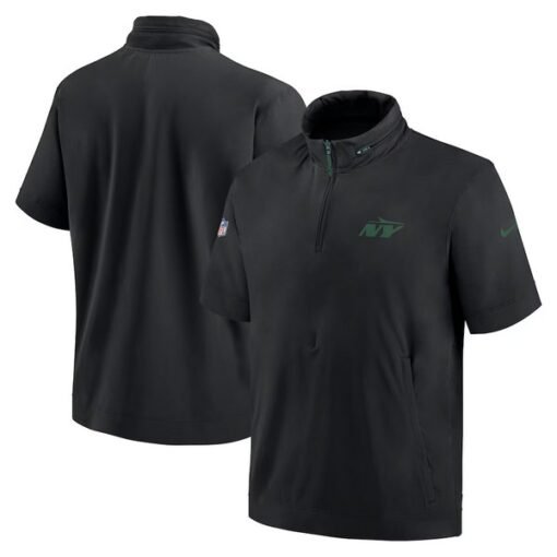 Jets 2024 Sideline Coach Short Sleeve Half-Zip Hoodie Jacket