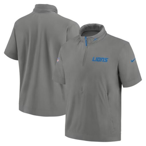 Lions 2024 Sideline Coach Short Sleeve Half-Zip Hoodie Jacket