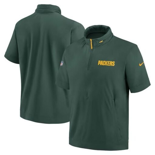 Packers 2024 Sideline Coach Short Sleeve Half-Zip Hoodie Jacket