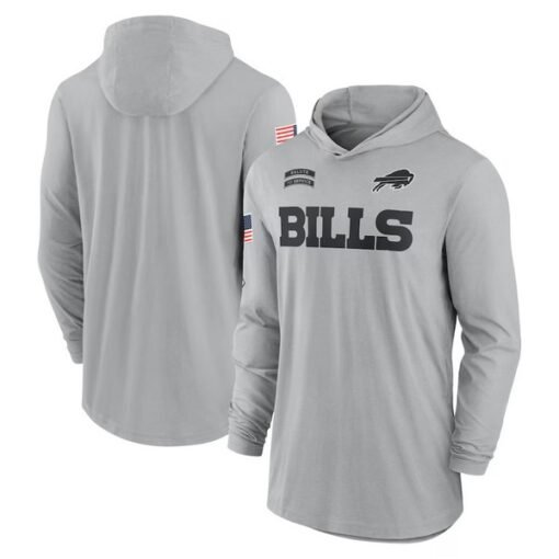 Bills 2024 Salute to Service Lightweight Performance Long Sleeve Hooded T-Shirt