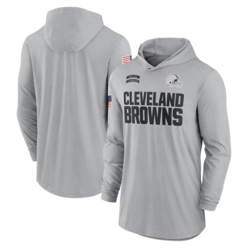 Browns 2024 Salute to Service Lightweight Performance Long Sleeve Hooded T-Shirt