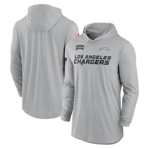 Chargers 2024 Salute to Service Lightweight Performance Long Sleeve Hooded T-Shirt