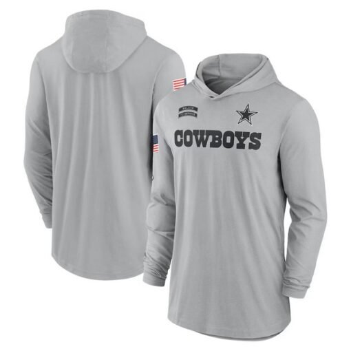 Cowboys 2024 Salute to Service Lightweight Performance Long Sleeve Hooded T-Shirt