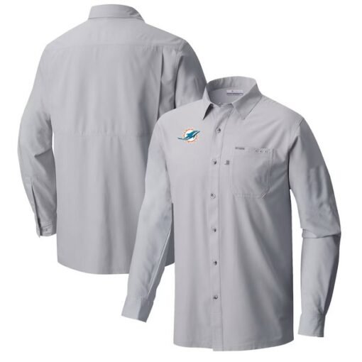 Dolphins Columbia Slack Tide Omni-Wick Long Sleeve Button-Up Shirt - Image 2