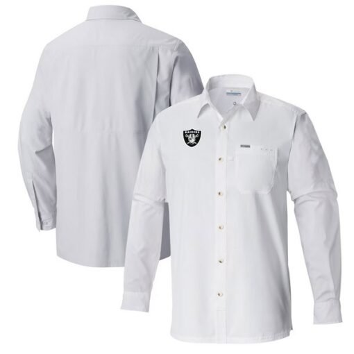 Raiders Columbia Slack Tide Omni-Wick Long Sleeve Button-Up Shirt