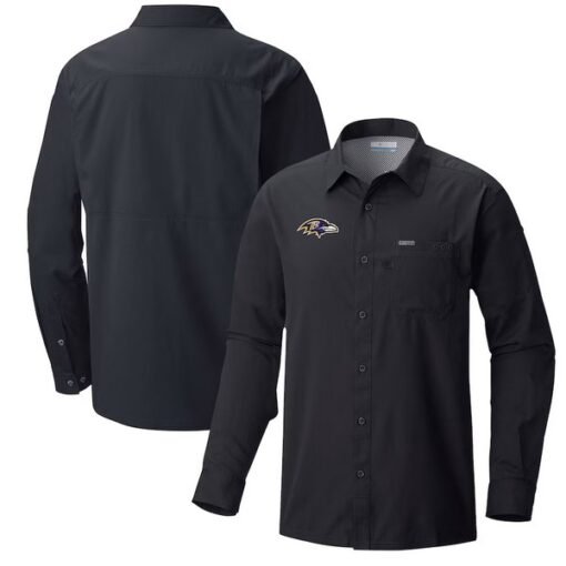 Ravens Columbia Slack Tide Omni-Wick Long Sleeve Button-Up Shirt - Image 3