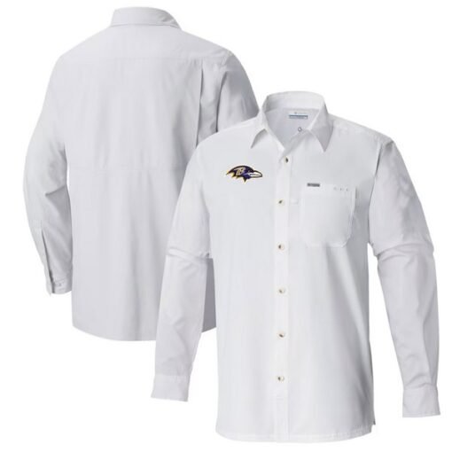Ravens Columbia Slack Tide Omni-Wick Long Sleeve Button-Up Shirt