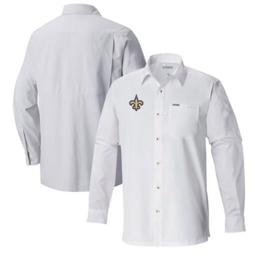 Saints Columbia Slack Tide Omni-Wick Long Sleeve Button-Up Shirt