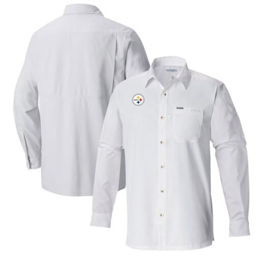 Steelers Columbia Slack Tide Omni-Wick Long Sleeve Button-Up Shirt