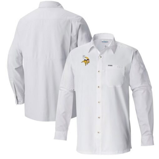 Vikings Columbia Slack Tide Omni-Wick Long Sleeve Button-Up Shirt