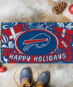 Bills Happy Holidays Christmas Turf Door Mat